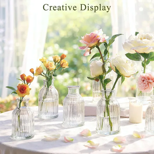 Miniatura 2 de DomeStar 16 jarrones pequeños de 3.8 pulgadas para flores, jarrón de flores de vidrio a granel para centros de mesa, adecuado para decoración