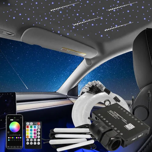 Miniatura 12 de AKEPO Mini 6 W Car Home APP Control de luces de fibra óptica, efecto de meteoro+cable de fibra mixta, 430 piezas (0.75+1+0.059 in) 9.8 pies/9.8 ft +