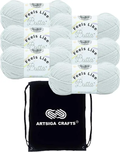 Miniatura 29 de Lion Brand Feels Like Butta Rainy Day 215-99 (3 madejas - mismo lote de tinte) estambre medio #4 poliéster para tejer con gancho y agujas con bolsa