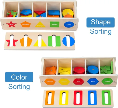 Miniatura 3 de Montessori para niños pequeños, caja magnética de clasificación de formas de color, juguetes de aprendizaje temprano, juguete educativo de madera
