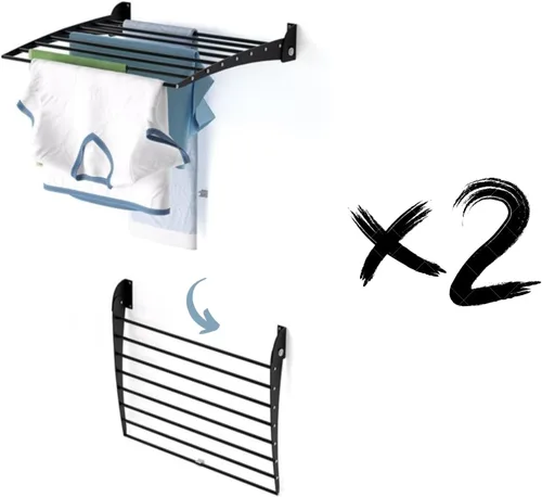 Miniatura 34 de foxydry Tendedero plegable para colgar en la pared, vertical plegable para interiores y exteriores, en acero aluminio (31.5 in)