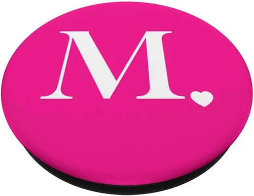 Miniatura 2 de PopSockets - Agarre y soporte para teléfonos y tabletas, diseño de letra M, color rosa y blanco