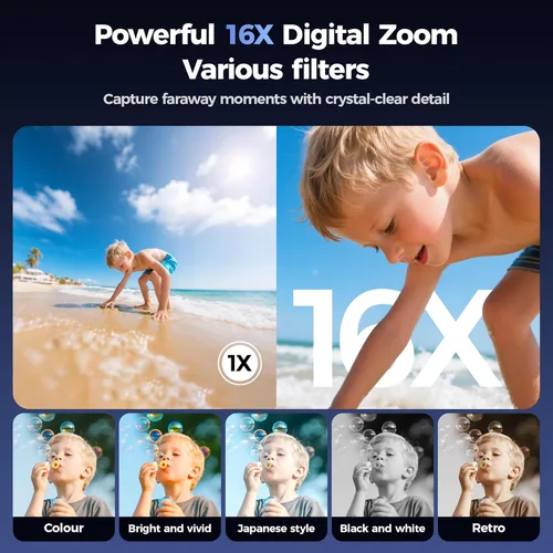Miniatura 4 de Cámara digital 4K para fotografía - Cámaras de 64MP para video - Cámara compacta de pantalla abatible de 180° - Cámara fotográfica con zoom de 16X