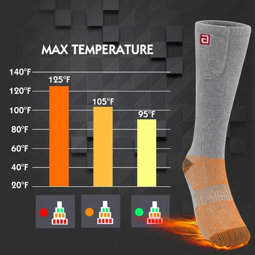 Miniatura 9 de Rabbitroom Calcetines calefactables para hombres y mujeres, recargables y lavables, para invierno, eléctricos, calentados térmicos, calentadores