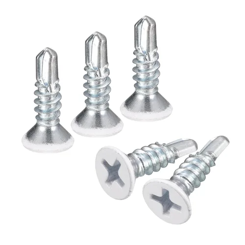 Miniatura 9 de uxcell Tornillos blancos #8 x 1/2" Tornillos autoperforantes, 100 tornillos Phillips de cabeza plana para chapa metálica Tornillos de madera a metal