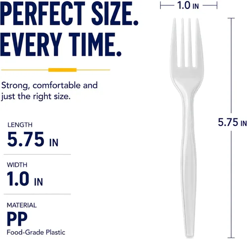 Miniatura 3 de BluShine Paquete de 600 tenedores de plástico blanco, tenedores desechables para catering, oficinas y restaurantes, cubiertos de plástico a granel