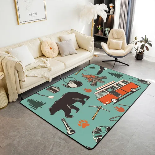 Miniatura 23 de Erosebridal American Flag Area Rugs 3x5 for Bedside Kitchen Army Green Camo Washable Rug Bear Claw Hunting Theme Decorative Accent Rug Camoflage