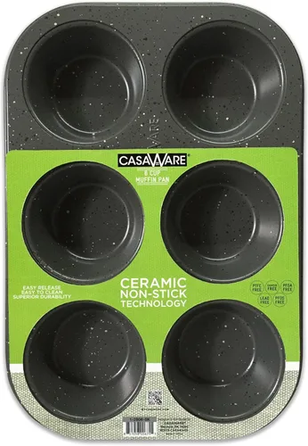 Miniatura 6 de casaWare Horno tostador de 6 tazas para magdalenas, antiadherente, revestimiento de cerámica (granito azul)