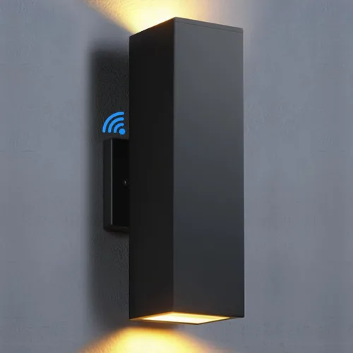 SHIMR Luces de pared para exteriores modernas al atardecer al amanecer, aplique exterior cuadrado negro mate con bombillas incluidas, iluminación