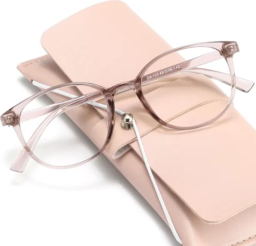 Miyya - Lentes con bloqueo de luz azul para mujeres, lentes modernos redondos transparentes anti luz azul, antifatiga ocular y antirreflejante UV