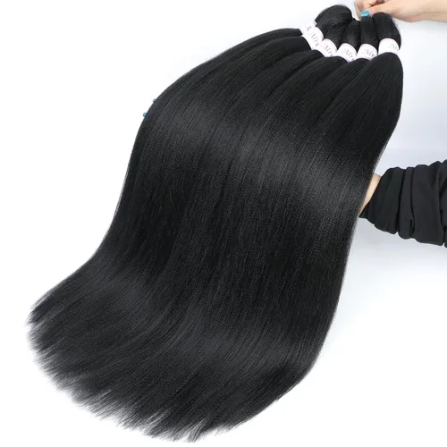 Miniatura 4 de Alrence Cabello estirado para hacer trenzas, trenza larga de 30 pulgadas, 8 paquetes, extensiones profesionales de trenzado de cabello sintético, 1b#