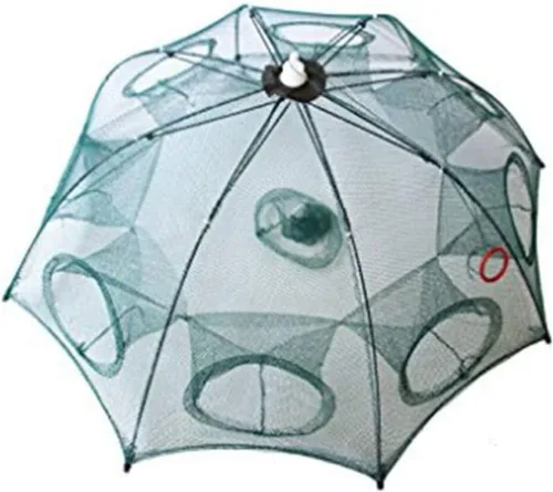 Paquete de 2 trampas para cangrejos, trampa para peces de cangrejo, trampa plegable para cebo de pesca con cuerda de nailon de 18 pies para atrapar