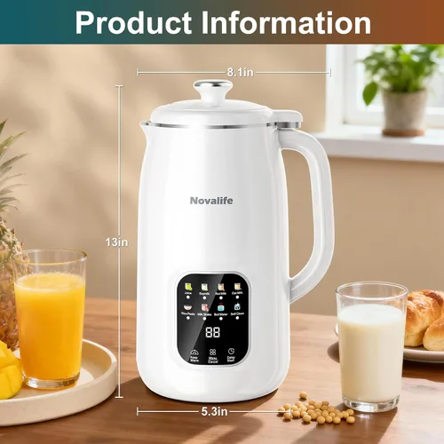 Miniatura 7 de Máquina para fabricar leche de nuez 8 en 1, licuadora de leche de soja de 40 onzas, leche de soja casera, leche de avena, leche de almendras, jugo