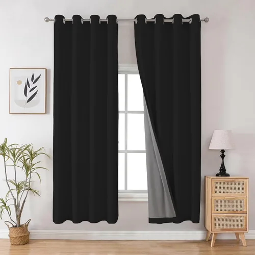 Miniatura 12 de Joydeco - Juego de 2 paneles de cortinas opacas de 63 pulgadas, 2 cortinas largas con aislamiento térmico burg, cortinas de oscurecimiento