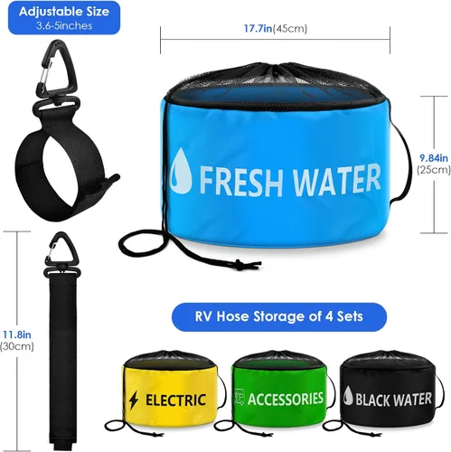 Miniatura 2 de ERKOON Bolsa de almacenamiento de manguera impermeable para caravana, paquete de 4, accesorios organizadores para cámper, bolsa organizadora