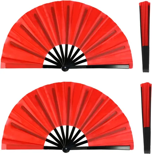 Miniatura 6 de Paquete de 2 ventiladores de mano plegables grandes para hombres y mujeres, ventilador chino de Kung Fu Tai Chi, abanicos de mano plegables vintage