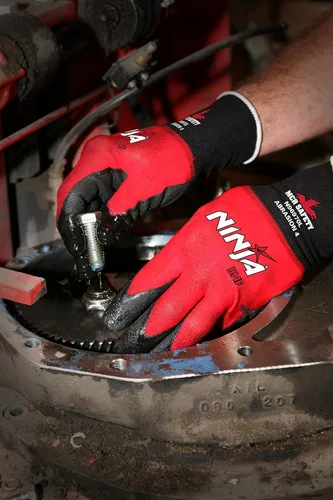 Miniatura 4 de Guantes de trabajo MCR Safety Ninja BNF N96970XL, carcasa de nylon Spandex de 18 calibre, palma y puntas de los dedos recubiertas de espuma