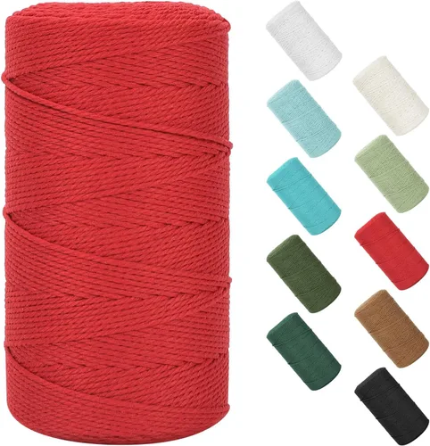 Miniatura 69 de Cordón de macramé de 0.079 in x 380 yardas (1140 pies), cuerda de algodón natural para colgar en la pared, ganchos de plantas, manualidades, Beige