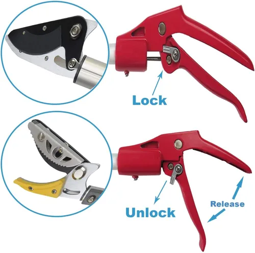 Miniatura 2 de Podadora de árboles de 4.4-7.2 pies 2 secciones extensibles 4 nodos ajustable, Cortar y mantener la poda recortadora, Sierra de poste de largo