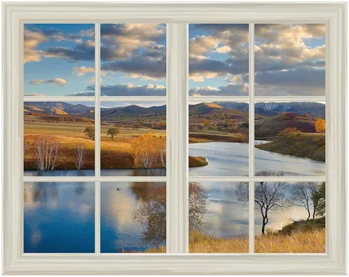 Miniatura 9 de Adhesivo de pared extraíble/mural de pared, semáforos de ciudad borrosa por la noche, decoración creativa de pared con vista de ventana, 24 x 32