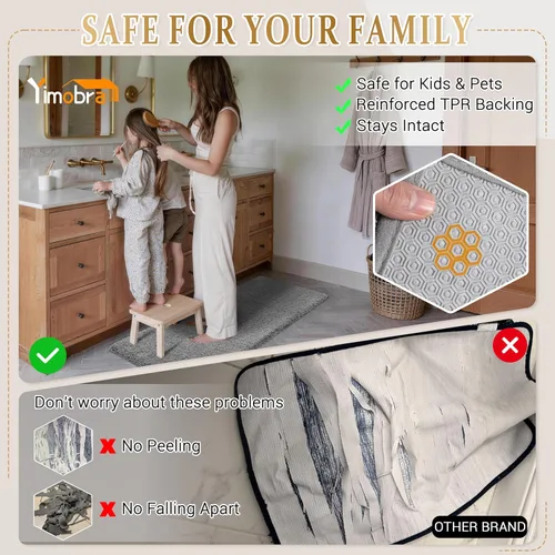 Miniatura 4 de Yimobra Alfombra de baño de felpa esponjosa, súper lanuda suave, cómoda, antideslizante, absorbente de agua, alfombra de baño de microfibra que se