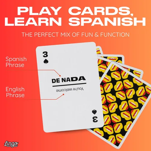 Miniatura 2 de Cartas de juego Lingo en español Tarjetas para viajar Aprende vocabulario español de una manera divertida y fácil 52 traducciones esenciales