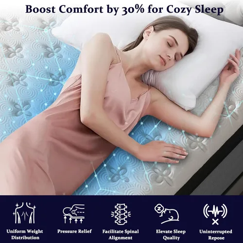 Miniatura 3 de Onlylucky Colchón firme King de 12 pulgadas, colchón de lujo tamaño King en una caja con espuma viscoelástica de gel y resortes individuales