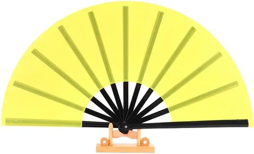 Miniatura 31 de Huralona Paquete de 5 abanicos plegables grandes de tela para fanáticos de rave, fanáticos chinos de Kung Fu Tai Chi para festivales y danzas