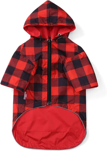 Miniatura 12 de Impermeable para Perros Perros Impermeable Chaqueta de Lluvia Reversible para Perros Razas Pequeñas y Medianas Cremallera Reflectante Bolsillo