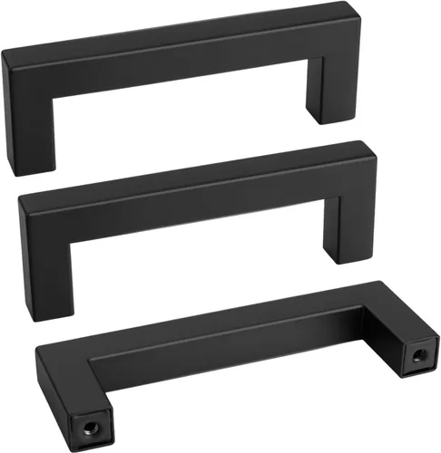 Miniatura 22 de Goldenwarm 1 paquete de manija cuadrada negra para cajones de gabinete de barra, de acero inoxidable, herrajes modernos para gabinetes de cocina