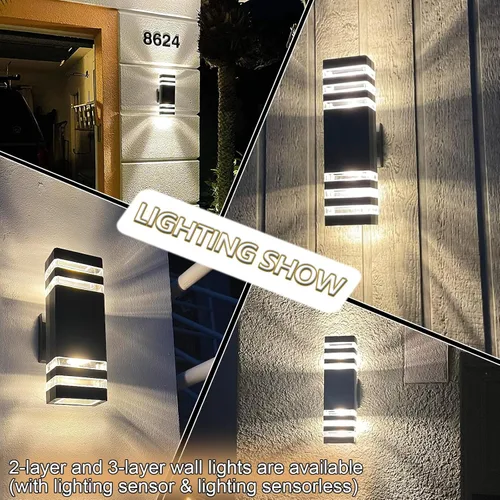 Miniatura 5 de tewei Paquete de 4 Luces de Pared para Exteriores, Luminaria Exterior Moderna de Montaje en Pared Negra, Luces Exteriores para Casa, Aluminio Negro