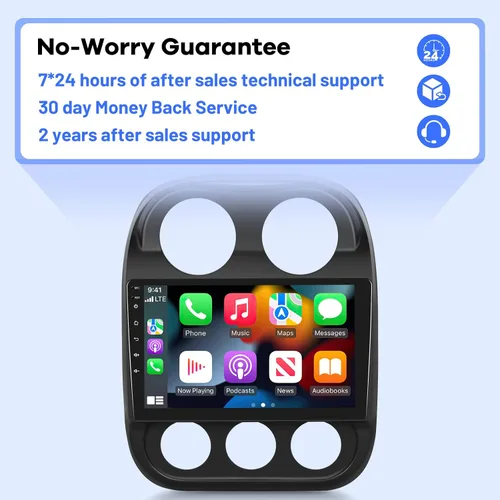 Miniatura 7 de [2G+32G] Radio de coche para Jeep Compass Patriot 2010-2016, 10.1 pulgadas Android 11 pantalla táctil estéreo, Carplay/Android Auto/Mirror