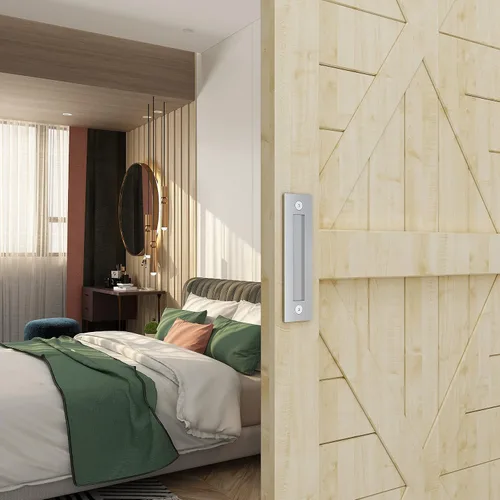 Miniatura 7 de JUBEST Manija de puerta corrediza de granero de 8 pulgadas, de acero inoxidable, moderna, simple, para puertas, garajes, puertas correderas, plateado