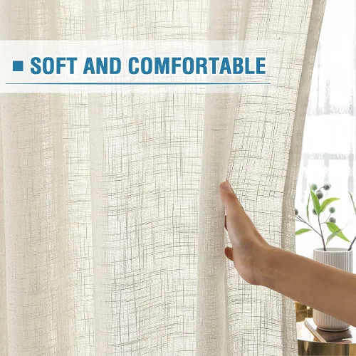 Miniatura 4 de H.VERSAILTEX Cortinas de lino de 84 pulgadas de largo, mezcla de lino natural, cortinas para sala de estar, cortinas texturizadas de lino