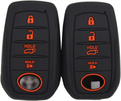 Miniatura 12 de Funda de llave de silicona con 4 botones para Toyota Land Cruiser 2021+ Venza RAV4 4Runner Corolla Se Grand Highlander Tundra Crown 2022+ Tacoma Azul