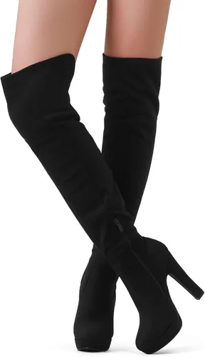 Miniatura 5 de Dream Pairs - Botas elásticas por encima de la rodilla para mujer con tacón grueso y plataforma