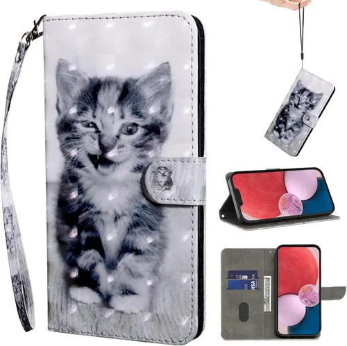 Miniatura 31 de Funda para Samsung Galaxy S23, cartera Flip Folio lindo 3D pintado de dibujos animados PU Funda de cuero PU para niñas mujeres ranuras para tarjetas
