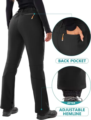 Miniatura 3 de IUGA Pantalones de nieve para mujer, impermeables, aislados, softshell, con forro polar, para snowboard, 4 bolsillos