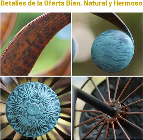 Miniatura 3 de LimeHill Molinillos de viento grandes de metal para exteriores para patio y jardín, esculturas de viento cinéticas y molinillos con estaca