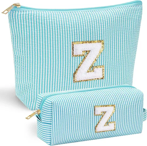 Miniatura 145 de YOOLIFE Regalos del Día de la Madre para mujeres, bolsa de maquillaje con inicial, bolsa de cosméticos, bolsa de maquillaje de viaje, regalos Rosado