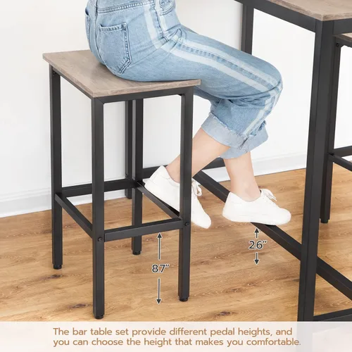 Miniatura 6 de HOOBRO Juego de mesa y sillas de bar, mesa rectangular de 47.2 pulgadas con 2 taburetes para espacio pequeño, mesa de alta superior, juego