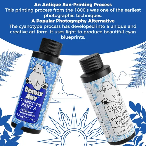 Miniatura 5 de Bearly Art Cyanotype Kit - Sun - Juego de impresión solar para impresión fotográfica en papel y tela - Sensibilizador de 2 partes - Archivo - Crea