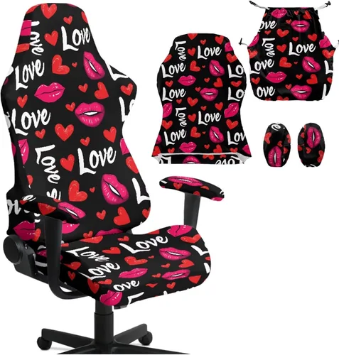 Miniatura 19 de Heart Gaming Chair Cover for Desk Chair Stretchy Armrest Covers Washable Ergonomic Office Seat Cover Dustproof Gaming Chairs Easy to Fit Home Office