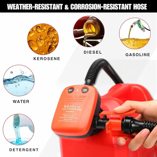 Miniatura 7 de SEAFLO Bomba Automática de Transferencia de Combustible, Flujo de 2.4 GPM, Sensor de Parada Automática, Manguera de Descarga Larga, Bomba Portátil
