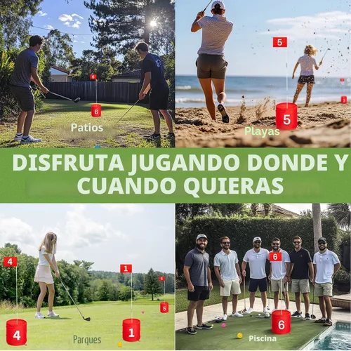 Miniatura 4 de SJEhome Juego de golf de 6 hoyos para adultos al aire libre e interior, regalos de práctica para patio, césped, parque, patio, playa