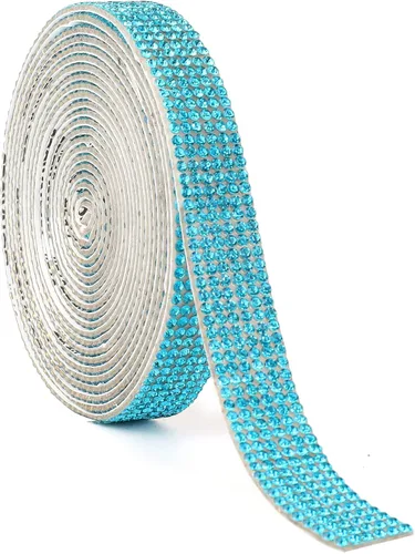 Miniatura 13 de Berenlu Cinta autoadhesiva de diamantes de imitación de cristal, calcomanía decorativa dorada con diamantes de imitación de 0.079 pulgadas, Dorado