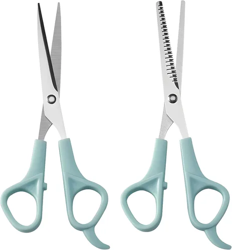 Tijeras de corte de cabello y tijeras de adelgazamiento, paquete de 2 tijeras profesionales de peluquería de acero inoxidable de 6 pulgadas con