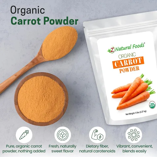 Miniatura 3 de Z Natural Foods Polvo de zanahoria orgánico, polvo de superalimento natural para la visión y la salud del corazón, ideal en jugos, batidos