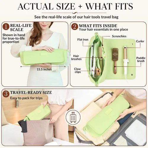Miniatura 2 de BAREFOOT CARIBOU Bolsa de viaje para herramientas para el cabello y alfombrilla resistente al calor para planchas, alisadoras, rizadores