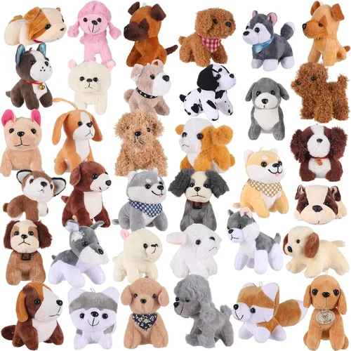 Aoriher 36 piezas de mini perros de peluche a granel, animales de peluche pequeños, varios lindos y suaves, para ella, cachorros, regalos de fiesta